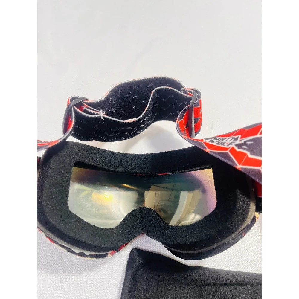 NEW NORTH WOLF Adult Red/ Black Ski/Snowmobile Winter Glasses‎ with Bag and Case
